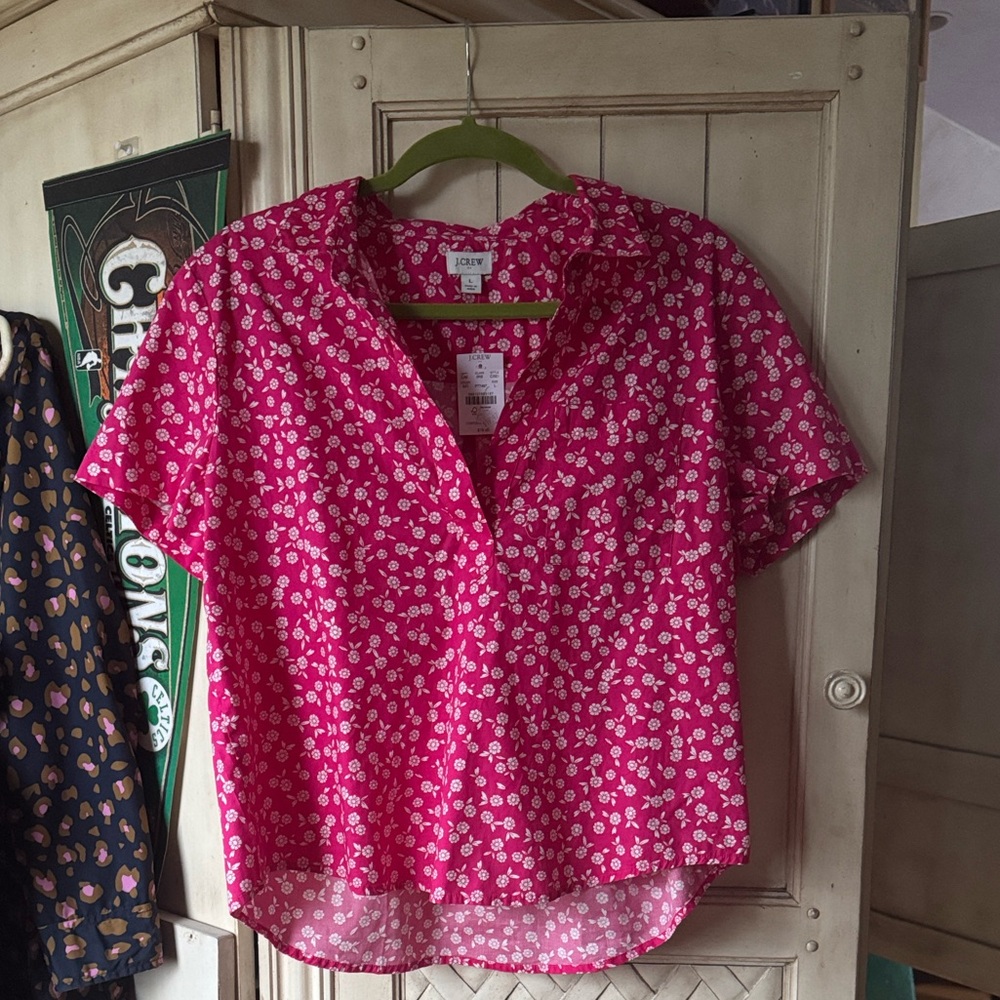 J. Crew Vibrant Pink Floral Blouse - Picture 4 of 4
